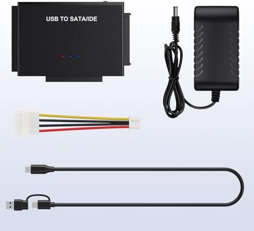 Universal USB 3.0 to SATA IDE Hard Drive Reader with Type C Connectivity – Versatile HDD and SSD Converter Kit for 2.5″ & 3.5″ Drives – High-Speed Data Transfer Up to 5 Gbps – Includes Reliable 12 V/2 A Power Supply for Enhanced Performance – Effortless Plug-and-Play Setup for Quick Data Access and Backup – Ideal for Tech Professionals and Casual Users Alike – Durable Design for Long-Lasting Usage – Elevate Your Storage Solutions with this Essential External Hard Drive Adapter