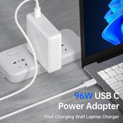 Rapid Charge 96 W USB-C Power Adapter for Mac Book Pro, Air, i Pad, Chromebook, and Dell Inspiron – Versatile High-Speed Charging Solution with 5.9 ft Tangle-Free Cable, Enhanced Device Compatibility, and Superior Safety Features for All USB-C Electronics