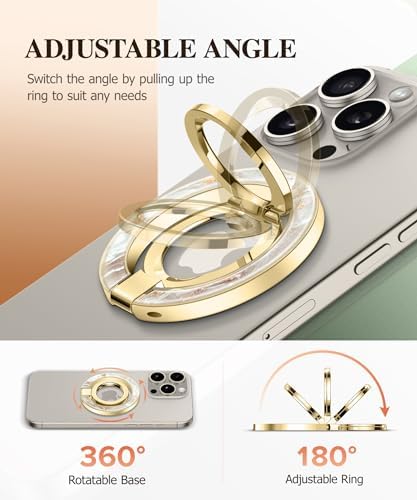 GVIEWIN Magnetic Phone Ring Holder, Compatible with MagSafe Phone Grip with Adjustable Stand, Magnet Phone Ring Kickstand for iPhone 16 Pro Max/Plus/15/14/13/12 Series/Other Phones (Purple) – Enhanced Compatibility and Speed