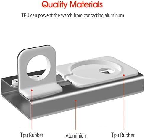 Ultimate 3-in-1 Aluminum Charging Station for i Phone, Apple Watch & Air Pods – Mag Safe Compatible Desk Stand for i Phone 15/14/13/12, Apple Watch Series 9/Ultra/8/7/SE/6/5/4/3/2, Air Pods Pro/2/1 – Streamline Your Charging Experience with Sleek Design and Enhanced Durability