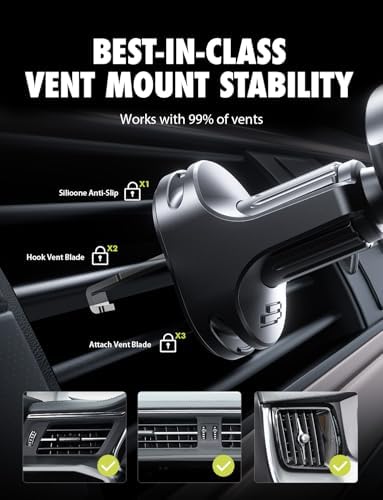 Bracketron Auto Grip Series Car Phone Holder – Effortless AC Vent Mount with Universal Compatibility & One-Handed Operation for Safe Driving