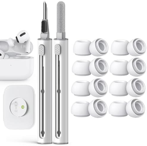 Advanced Comfort Silicone Ear Tips for Air Pods Pro (1 st & 2 nd Gen) – 8-Pair Set with Noise Reduction Technology, Built-in Dust Protection, and USB-C Charging Case – Includes Essential Cleaning Kit for Optimal Performance – Available in Four Sizes for Customizable Fit and Superior Sound Quality