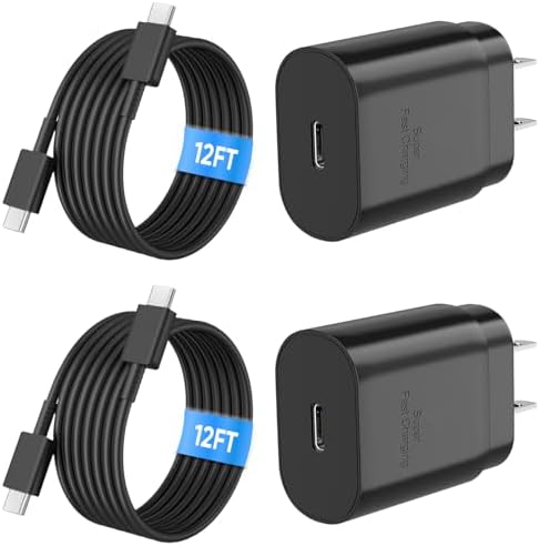 Rapid 25 W USB-C Wall Charger for Samsung Galaxy Devices – High-Speed Type-C Power Adapter with 6.6 ft Extended Charging Cable for Ultimate Flexibility and Device Compatibility – Ideal for S24 Series, S23 Ultra, S22, S21, S20, and Note Lineup