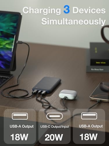 High-Speed 20 W Portable Charger – 10,000 m Ah Fast Charging Power Bank with USB-C PD & QC 3.0 for Ultimate Device Compatibility – Slim, Lightweight Battery Pack for i Phone & More – Perfect for On-the-Go Power Needs