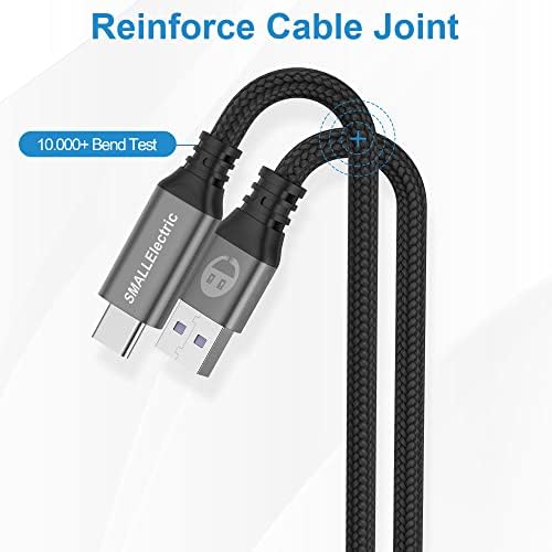 Extra Long 16 ft USB Type-C Fast Charging Cable – Braided USB C to A Quick Charge Cord for Samsung Galaxy S10, S9, S8 Plus, Note 10, 9, 8 & LG V50, V40, G8, G7 – Enhanced Durability and Performance in Sleek Grey Design