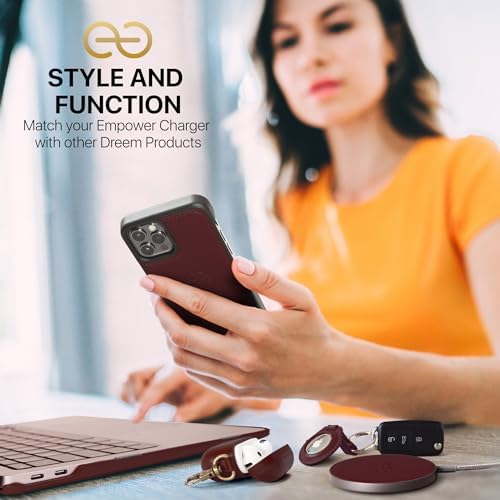 Dreem Empower Magnetic Wireless Charger Pad – High-Speed Mag Safe & Qi-Certified Charging Solution with Premium Vegan Leather Finish in Coffee – Effortless Device Alignment & Enhanced Overheat Protection for a Stylish, Tangle-Free Experience