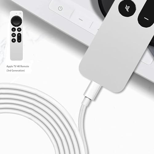 Rapid Charge Wall Adapter for Apple TV Remote (3 rd Gen) & 4 K – 3.3 Ft USB-A to USB-C Cable – Sleek White Design for Seamless Compatibility – Instant Power Delivery for Uninterrupted Viewing – Portable Rahhaze Charger for Effortless Streaming
