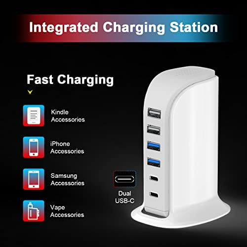 Elevate Your Charging Game with Upoy’s Ultimate USB Power Hub: Multi-Device Charging Station with 5 ft Extension Cord for i Phones, Tablets, and Earbuds – Fast, Efficient Power Adapter for Home and Office Use with Advanced Safety Features