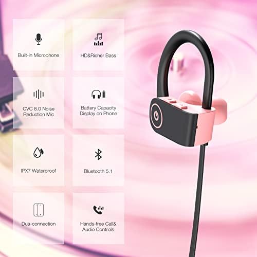 Boean Bluetooth 5.3 Wireless Earbuds – IPX7 Waterproof Running Headphones with 16 Hours Battery Life, Immersive Stereo Sound Isolation, and Enhanced Device Compatibility for Workout Enthusiasts and Active Lifestyles