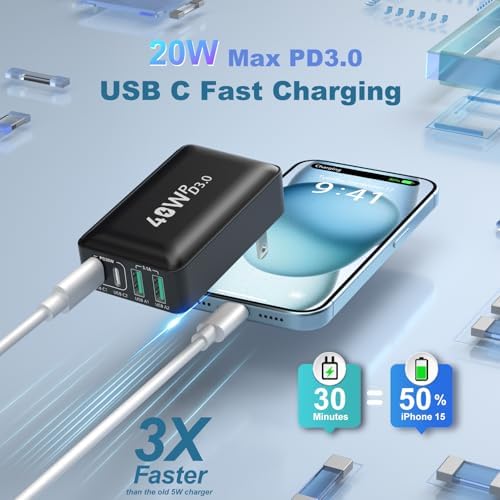 OKRAY 3-Pack 40 W USB-C Wall Charger with Foldable Plug – Compact Multiport Power Adapter for Rapid Device Charging – Perfect for i Phone 16/15/14/13/12 Pro, i Pad, Air Pods, and Apple Watch – Features Quick Charge & Power Delivery 3.0 for Safe, Efficient Power Management – Ultimate Travel Companion for Busy Lifestyles