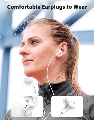 Ultimate USB C In-Ear Headphones: Premium Noise Cancelling Stereo Bass Earbuds for i Phone 16 Pro Max & Samsung Galaxy S Series – Tailored Sound Effects for Personalized Music Experience – Lightweight, Durable White Design Perfect for Commuters, Fitness, and Home Use – Integrated Microphone for Crystal-Clear Calls and Enhanced Audio Clarity