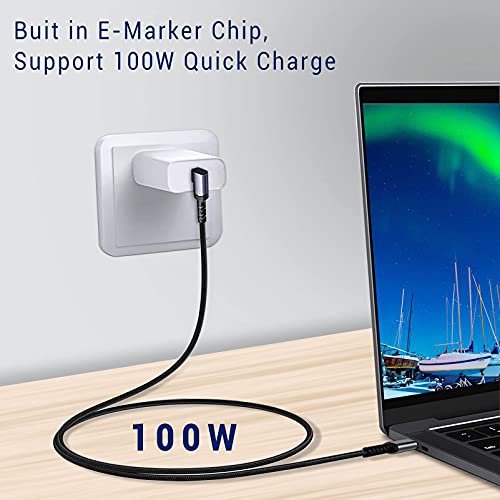 Right Angle Short USB 4 Cable Duo [1.5 FT] – 240 W Fast Charging & 40 Gbps Data Transfer with 8 K Video Support for i Phone 16, Mac Book & Galaxy S23 – Ideal for Compact Spaces and Enhanced Connectivity