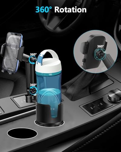 Versatile 2-in-1 Adjustable Cup Phone Holder for Cars – Secure Universal Mount for Large Smartphones and Drink Bottles, Engineered for No-Shake Stability During Hands-Free Driving in Trucks and SUVs, Optimal Compatibility for All Mobile Devices