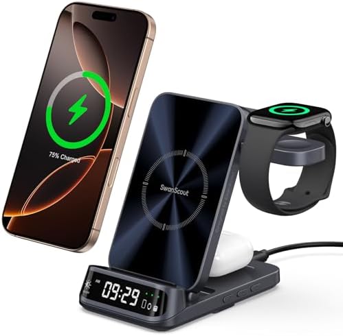 Ultimate 3-in-1 Wireless Charging Station for i Phone 16/15/14/13/12, Apple Watch 10/9/8/7/6 & Ultra, Air Pods Pro/3/2/4 – Fast Charge, Sleek Design, No Adapter Required – Enhance Your Charging Experience with Seamless Compatibility and Portability