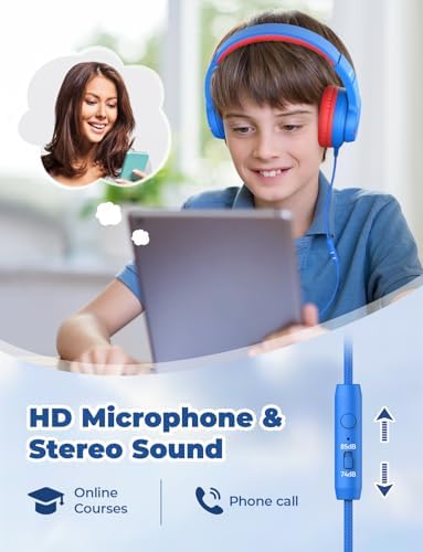 i Clever Kids Headphones: Safe 85 d B Volume-Limited Over-Ear Stereo Sound for Children – Foldable, Lightweight, and Compatible with i Pads and Computers for Easy Travel and Learning