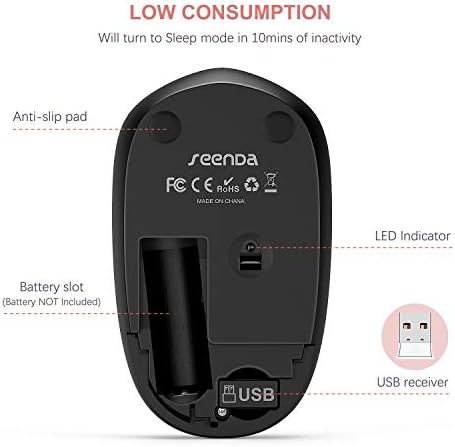 Light Blue Wireless Mouse – Ultra-Quiet 2.4 GHz Noiseless Computer Mouse with USB Receiver for Seamless Windows Experience – Portable, Ergonomic Design for Home, Office, or Travel