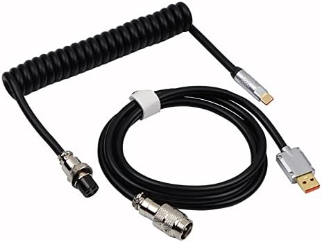 Transform Your Gaming Experience with the EPOMAKER Mix 1.8 m Coiled USB C to USB A TPU Keyboard Cable – Detachable Metal Aviator for Ultimate Customization, Sleek White Design for Enhanced Aesthetics, and Superior Performance for Mechanical Gaming Keyboards