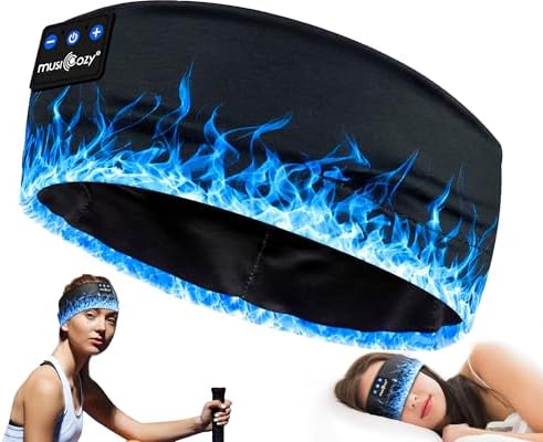 MUSICOZY Bluetooth 5.4 Sleep Headband – Ultra-Thin Stereo Earbuds for Uninterrupted Comfort and Performance, Sweat-Resistant for Active Lifestyles & Serenity (White Red) – Elevate Your Audio Experience with Innovative Design and Superior Sound Quality