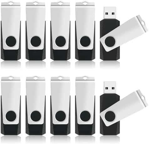 Maximize Your Storage with 10-Pack 8 GB USB Flash Drives – Portable Swivel Memory Sticks for Effortless Data Backup & Transfer, Ideal for Students & Professionals with Lanyards for Easy Access