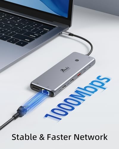 Revolutionize Your Workspace with the Ultimate 13-in-1 USB C Docking Station – Dual Monitor Multiport Adapter for Seamless Triple Display, Featuring 2 HDMI, Display Port, 8 USB Ports, Gigabit Ethernet, and Audio Output – Perfect for Mac Book, Dell, HP, Lenovo Think Pad, and Surface – Unmatched Performance and Connectivity for Enhanced Productivity