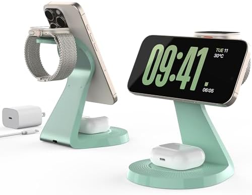 Ultimate 3-in-1 Mag Safe Charging Station for Apple Devices – Fast Wireless Charger for i Phone 16/15/14/13/12, Air Pods & Apple Watch with USB-C Compatibility – Sleek, Space-Saving Design for Home and Office Use