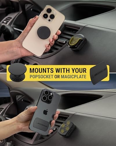 Scosche Magic Mount Pop: 360° Magnetic Suction Cup Phone Holder for Safe and Convenient Driving – Universal Compatibility with i Phone & Android Smartphones, Easy Installation, and Enhanced Usability for Collapsible Grips