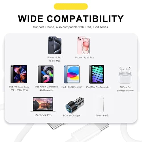 Supercharge Your Drive with 10 FT USB A to C Car Play Charging Cables – 2 Pack for Seamless i Phone 15/16 and i Pad Compatibility, Fast Data Transfer & Durable Design for Uninterrupted Connectivity