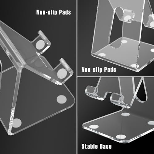 Tomorotec Adjustable Angle Acrylic Cell Phone Stand for Desk, Foldable Acrylic Phone Holder Cute for Office, Portable Non-Slip Desktop Smartphone Holder, Fit for iPhone Samsung Galaxy (Iridescent) – Enhanced Compatibility and Speed