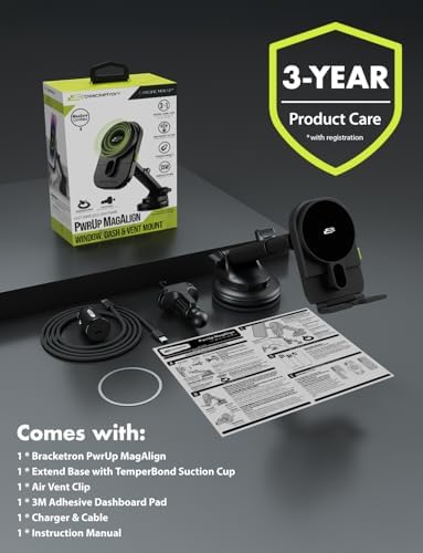 Bracketron Magnetic Car Mount for Cell Phone, MagAlign Max Car Vent Phone Mount【Strongest Magnetic+ Suction】, Vent Phone Mount for Car for iPhone 16 Pro Max 15 14 13 12 – MagSafe Car Accessories – Enhanced Compatibility and Speed