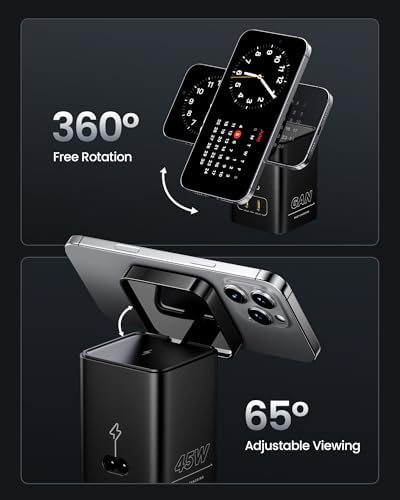 PISEN 4-in-1 Mag-Safe Wireless Charger – 45 W Ga N Multi-Device Charging Station for i Phone, Samsung & Air Pods – Fast, Qi-Certified Magnetic Dock for Effortless Charging & Clutter-Free Workstation Setup