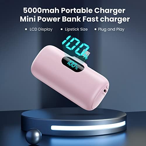 Ultra-Compact 5000 m Ah Power Bank – High-Speed USB-C Mini Portable Charger with LCD Display, Perfect for i Phone 16/15 Series & Android Devices – Lightweight Battery Pack for Travel and Daily Use, Enhanced Compatibility & Fast Charging Solutions