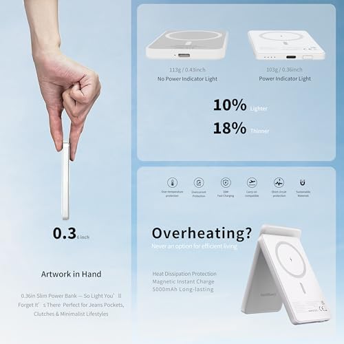 3-in-1 Magnetic Wireless Charging Station for i Phone & Samsung – Portable 5000 m Ah Power Bank, Multi-Device Charger for Apple Watch, Galaxy Watch & Air Pods – Fast Charging with Safety Features – Ideal for Home & Travel