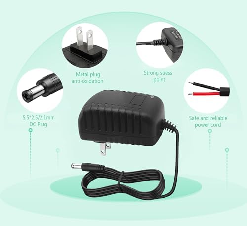 Universal 12 V 1.5 A High-Efficiency AC to DC Power Supply Adapter – 18 W Versatile Converter for Global Use with 100-240 V Input – Lightweight and Durable Power Cord with 5.5 x2.5 mm/2.1 mm Plugs – Ideal for LED Strips, Cameras, and Electronics