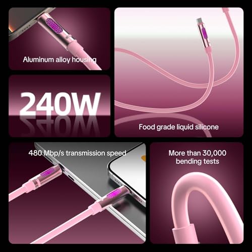 Revolutionize Your Charging Routine with the 240 W USB-C to USB-C Cable – Unmatched 480 Mbps Data Transfer, Universal Compatibility for i Phone 16/15 Pro Max, Galaxy S25/S24, & More – 6 FT of Enhanced Flexibility for Fast Charging & Reliable Performance
