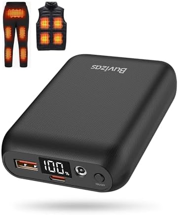 Ultimate 7.4 V 16000 m Ah Heated Vest Battery Pack – Compatible with ORORO & Venustas – High-Capacity Rechargeable Power Bank with LED Display – Fast Charging & Lightweight Design for All-Day Comfort in Cold Weather
