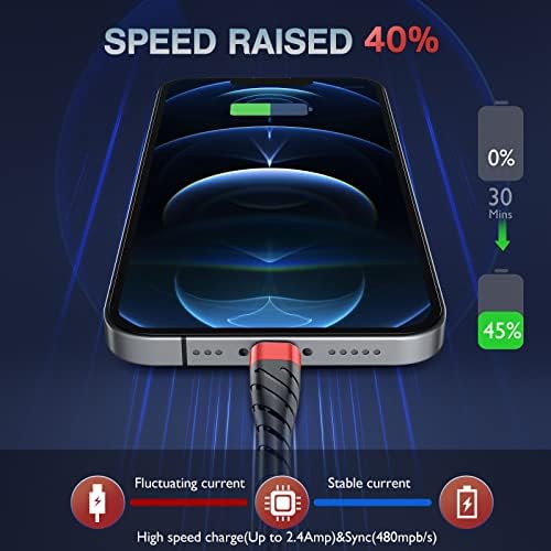 MFi Certified 6 Ft Lightning Charging Cable for i Phone – 3 Pack Fast Charging USB Cord, Durable Design for Enhanced Compatibility with i Phone 12/11/XS/Max/XR/X/8/8 P/7 P/6 & i Pad – Seamless Power-Up Experience
