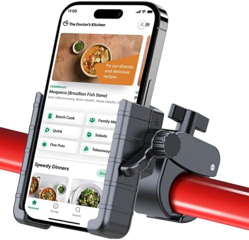 Kevenal Shopping-Cart-Phone-Holder, Universal Stroller & Grocery Cart Mount, 360° Rotatable Clip with Metal Spring Clamp & Silicone Pads (Fits 2.5-4” Phones) – Enhanced Compatibility and Speed