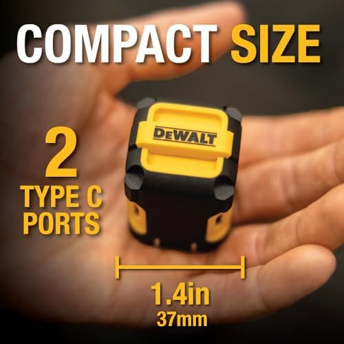 DEWALT 49.5 W Heavy-Duty USB-C and Dual USB Wall Charger Block – Compact Fast Charging Adapter for i Phone 16/15/14, Galaxy, Pixel 4/3 & i Pad – Durable Foldable Design for Ultimate Portability and Versatile Device Compatibility