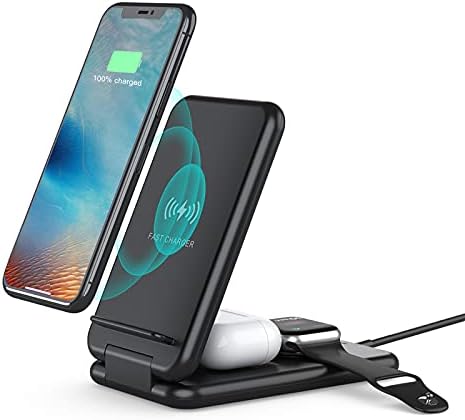 Ultimate 3-in-1 Foldable Fast Wireless Charger – Ultra-Portable Charging Station for i Watch, Air Pods Pro/2, and Qi-Compatible Smartphones – Speedy and Safe Power Hub for i Phone 13/12/11 & Samsung Galaxy S21/S20 with Chic Design and Enhanced Safety Features