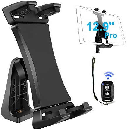 Universal Tablet Tripod Mount with Bluetooth Remote – 360-Degree Rotating Clamp Holder for i Pad Pro, Air, Mini, Surface, Galaxy Tab, and 3.5 to 13.5 Inch Devices – Perfect for Hands-Free Viewing and Content Creation on the Go