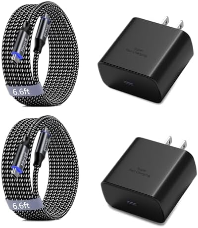 Revamp Your Power Routine with the i Phone 16 Pro Max Fast Charging Duo – 45 W USB-C Charger Blocks & 6.6 FT Type-C Cables for Ultra-Fast Power Delivery, Perfect for i Phone 16 Series & i Pad Pro Use – Essential for Home, Office, and Travel Efficiency
