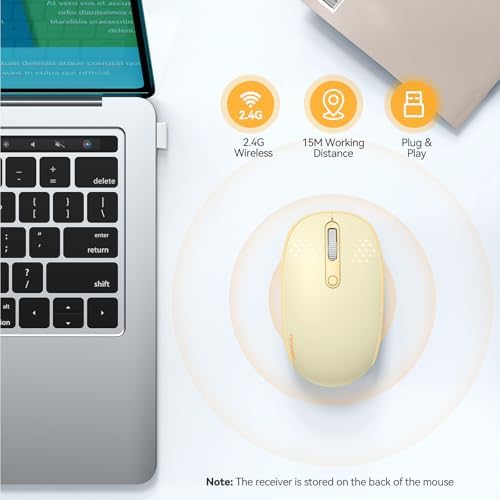 TECKNET 2.4 GHz Wireless Mouse – Ultra-Quiet & Portable Computer Companion with Adjustable DPI, USB Receiver, and Ergonomic Design for Seamless Use Across Chromebook, Laptop, PC & Mac – Enhance Productivity Effortlessly