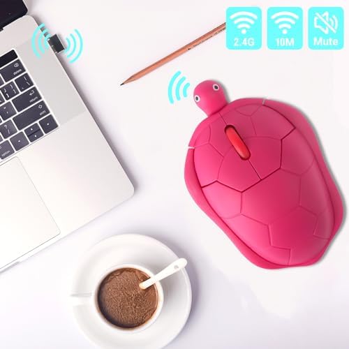 YOCUNKER Adorable Turtle-Shaped Wireless Mouse for Kids – Ergonomic Optical Mouse in Vibrant Pink, Perfect for PC, Laptop, and Mac Book – Fun and Functional Computer Accessory to Enhance Learning and Playtime