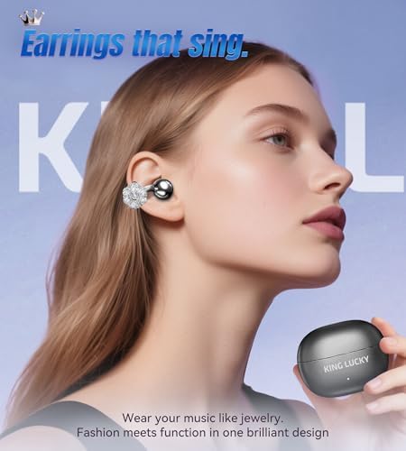 Chic Wireless Bluetooth 5.4 Earbuds with Fashionable Detachable Flower Earrings – Stylish Open Ear Headphones for Women, Waterproof IPX5 Rated, 50-Hour Playtime, Ideal for Festivals, Parties, and Unique Gift Giving (White)