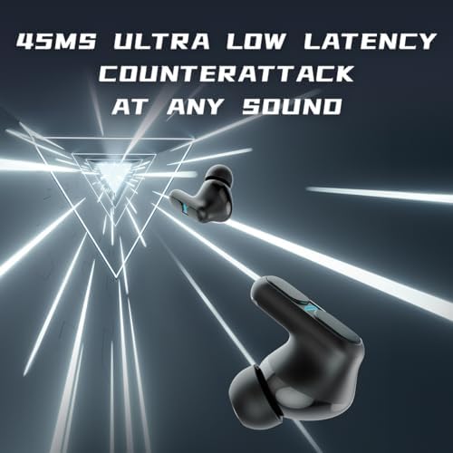 Langsdom Theta PRO Wireless Earbuds – Superior Sound with Enhanced Bass & 30-Hour Playtime for Gaming & Multimedia | Ultra-Low Latency 45 ms Bluetooth 5.3 Connectivity, Integrated Microphone for Clear Voice Calls, Optimal for TV, Smartphones & Laptops