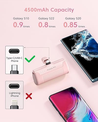 Kuulaa 4500 m Ah Compact USB-C Power Bank – Ultra-Portable Phone Charger for i Phone 15, Samsung Galaxy, LG, Moto, and Pixel Devices – Fast Charging Battery Pack for On-the-Go Power Solutions – Lightweight and Durable Travel Companion