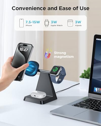 Revolutionize Your Charging Experience with the 3 in 1 Magnetic Wireless Charger – Fast, Compatible, and Space-Saving Solution for Smartphones, Smartwatches, and Earbuds