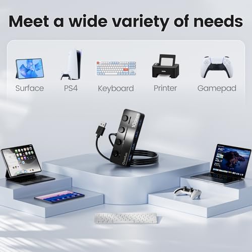Revolutionize Your Connectivity with the Qeefun 4-Port USB 3.0 Hub – High-Speed 5 Gbps Data Transfer, Individual LED Power Switches, and 2 ft Extension Cable for Ultimate Flexibility – Perfect USB Splitter for Laptops, PCs, i Macs, and More! Enhance Your Workspace Efficiency and Control Multiple Devices Effortlessly!