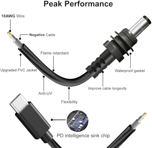 Starlink Mini USB C to DC Power Cable, 6.5ft Starlink Mini Type-C to Power Cable, PD 20V Type-C Input to DC Male Output Waterproof, Compatible with 65W+ PD 20V Protocol Power Supply/Source (2M) – Enhanced Compatibility and Speed