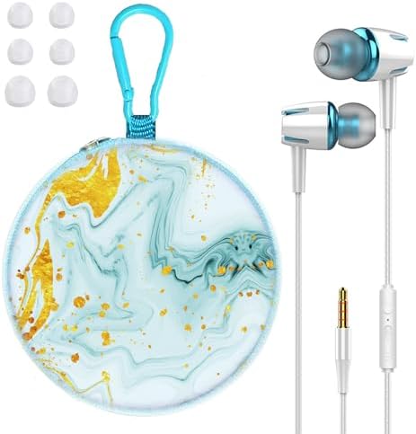Beach Blue Kids Wired Earbuds – Ultra-Comfortable In-Ear Headphones with Mini Ear Tips, Integrated Mic, and Travel-Friendly Case – Superior Stereo Sound for Classroom Learning and Active Play – Ideal for Daily Use and On-the-Go Adventures
